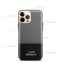 coque de téléphone grise avec le texte "I hate mondays"