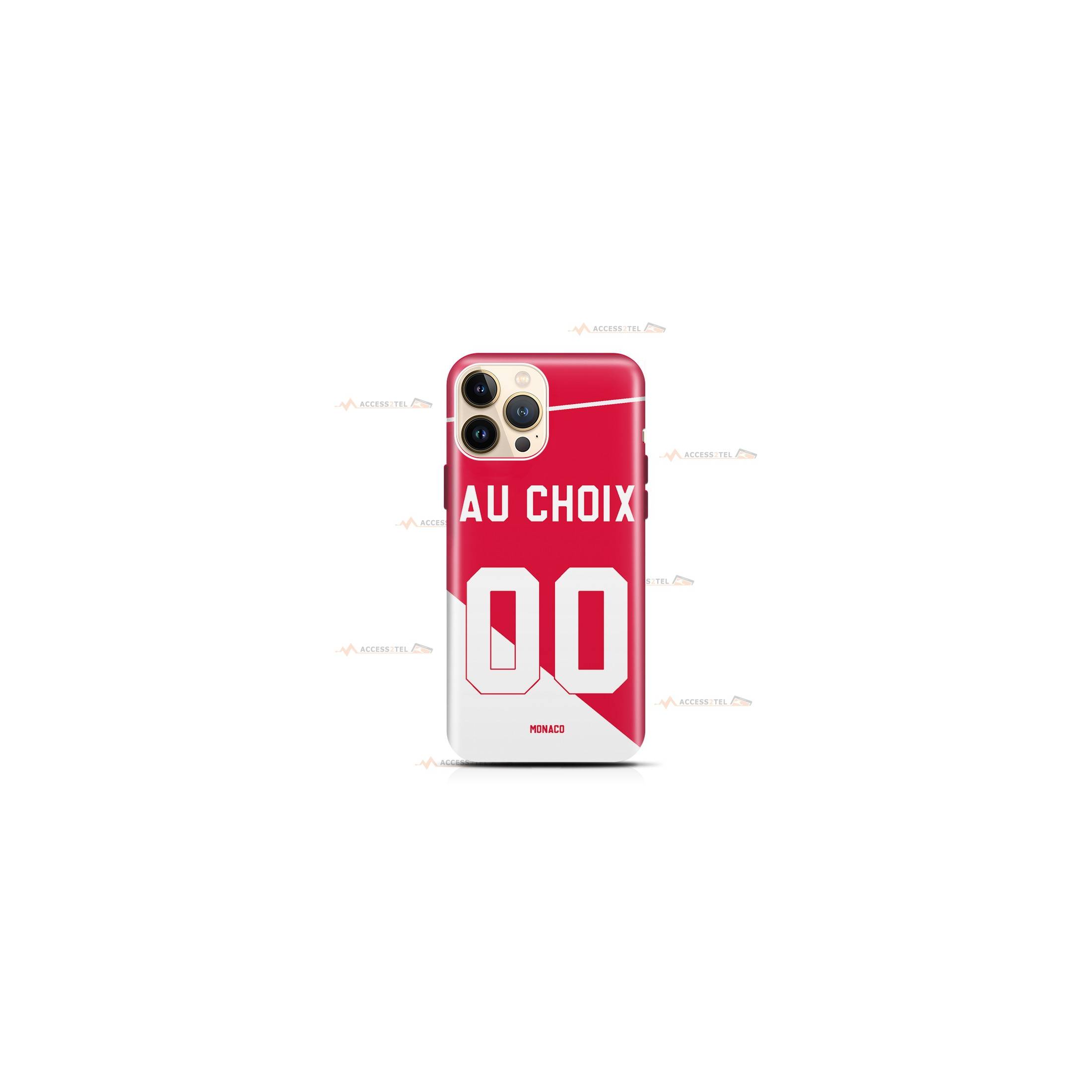 coque de téléphone personnalisable avec son nom sur le maillot de l'équipe de foot AS Monaco