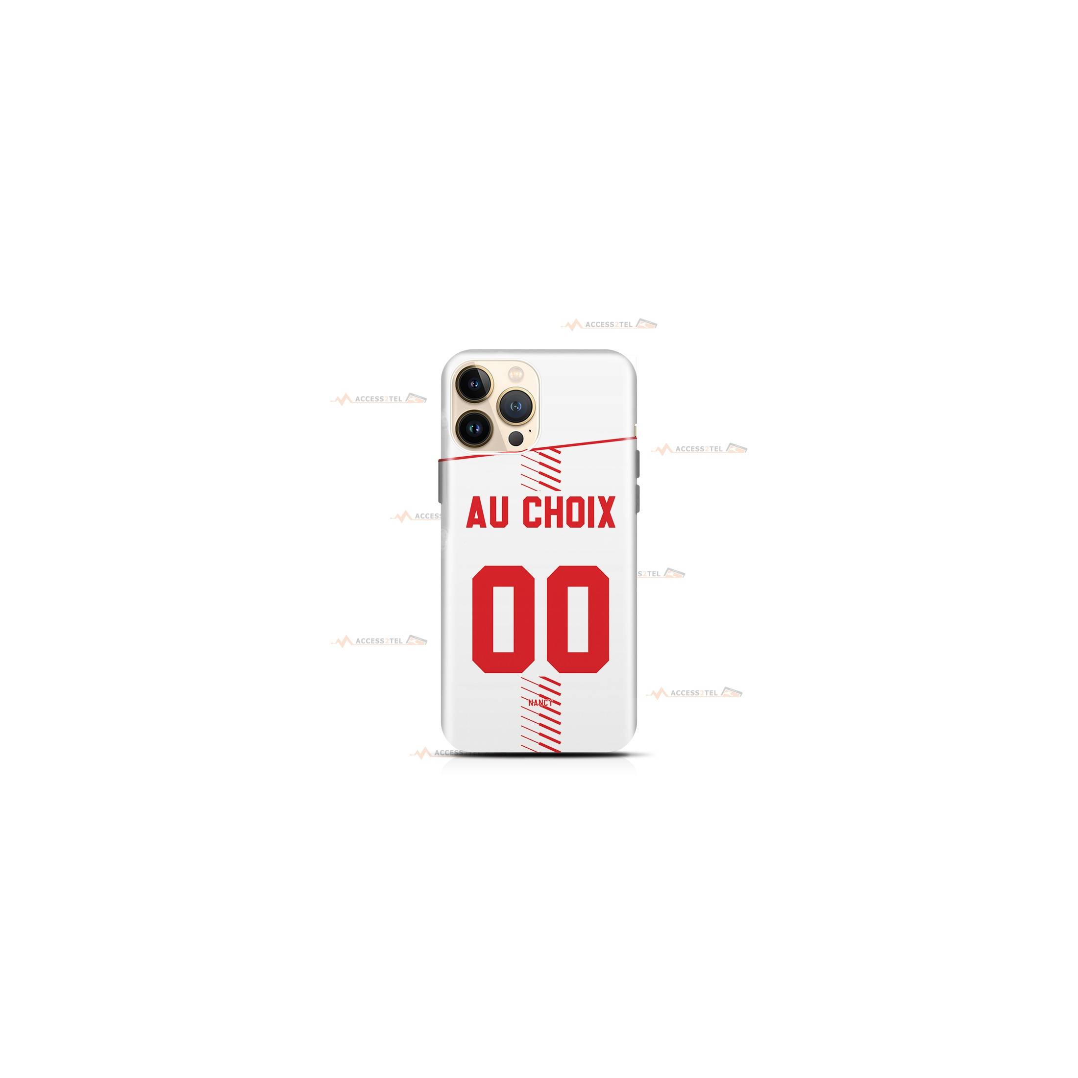 coque de téléphone personnalisable avec son nom sur le maillot de l'équipe de foot AS Nancy Lorraine