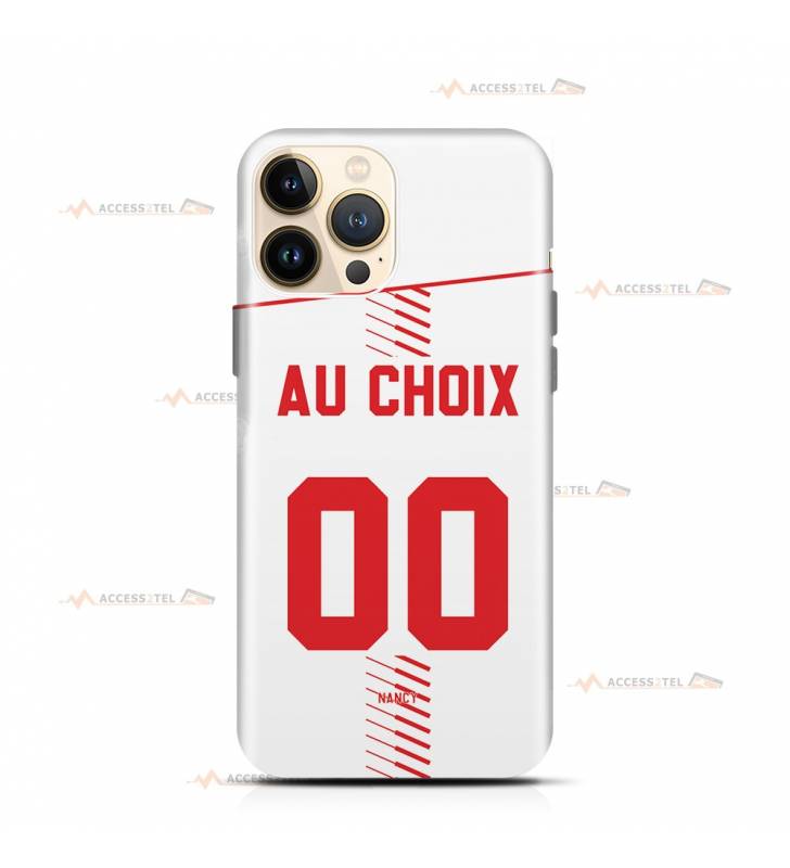 coque de téléphone personnalisable avec son nom sur le maillot de l'équipe de foot AS Nancy Lorraine