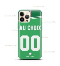 coque de téléphone personnalisable avec son nom sur le maillot de l'équipe de foot AS Saint-Etienne