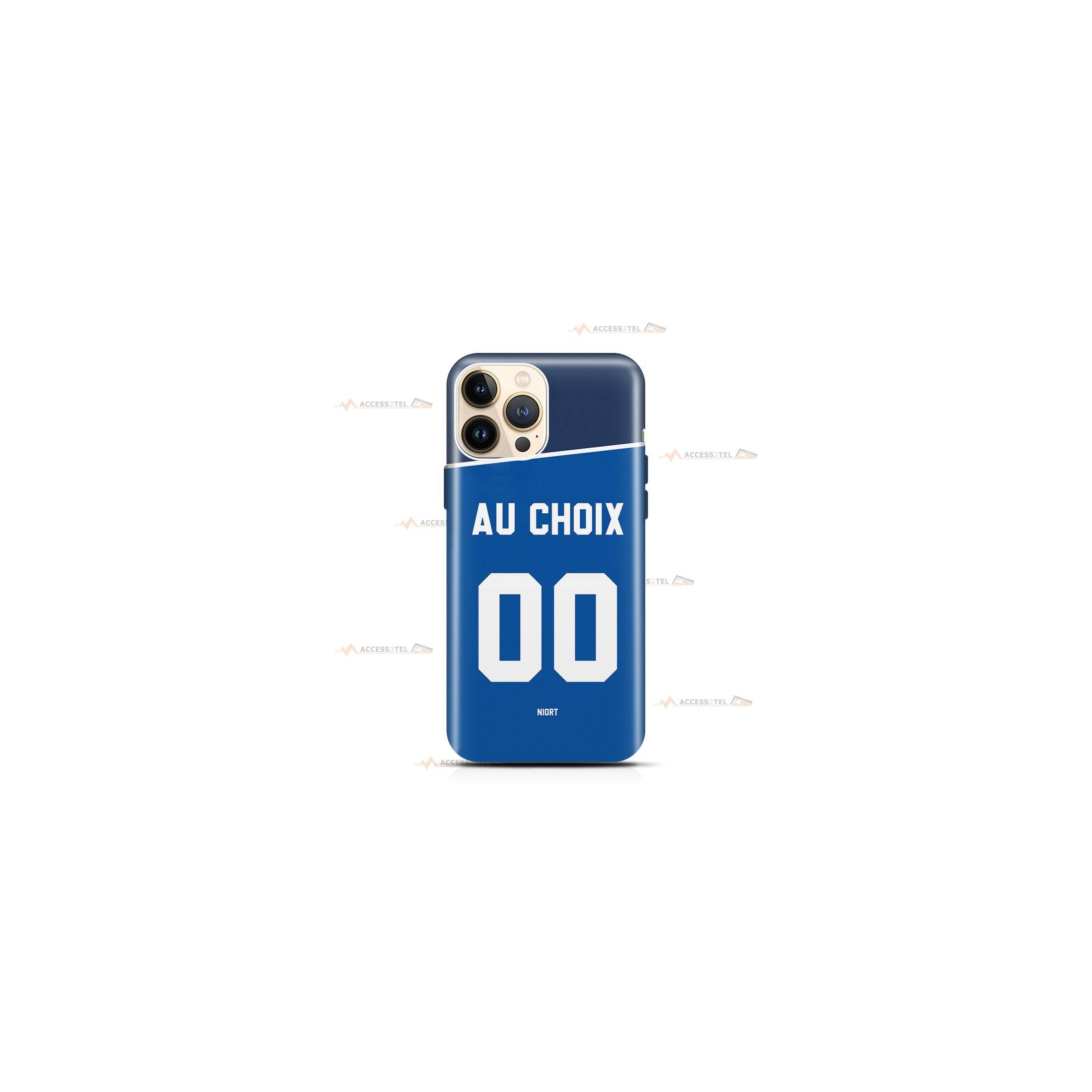 coque de téléphone personnalisable avec son nom sur le maillot de l'équipe de foot Chamois Niortais FC