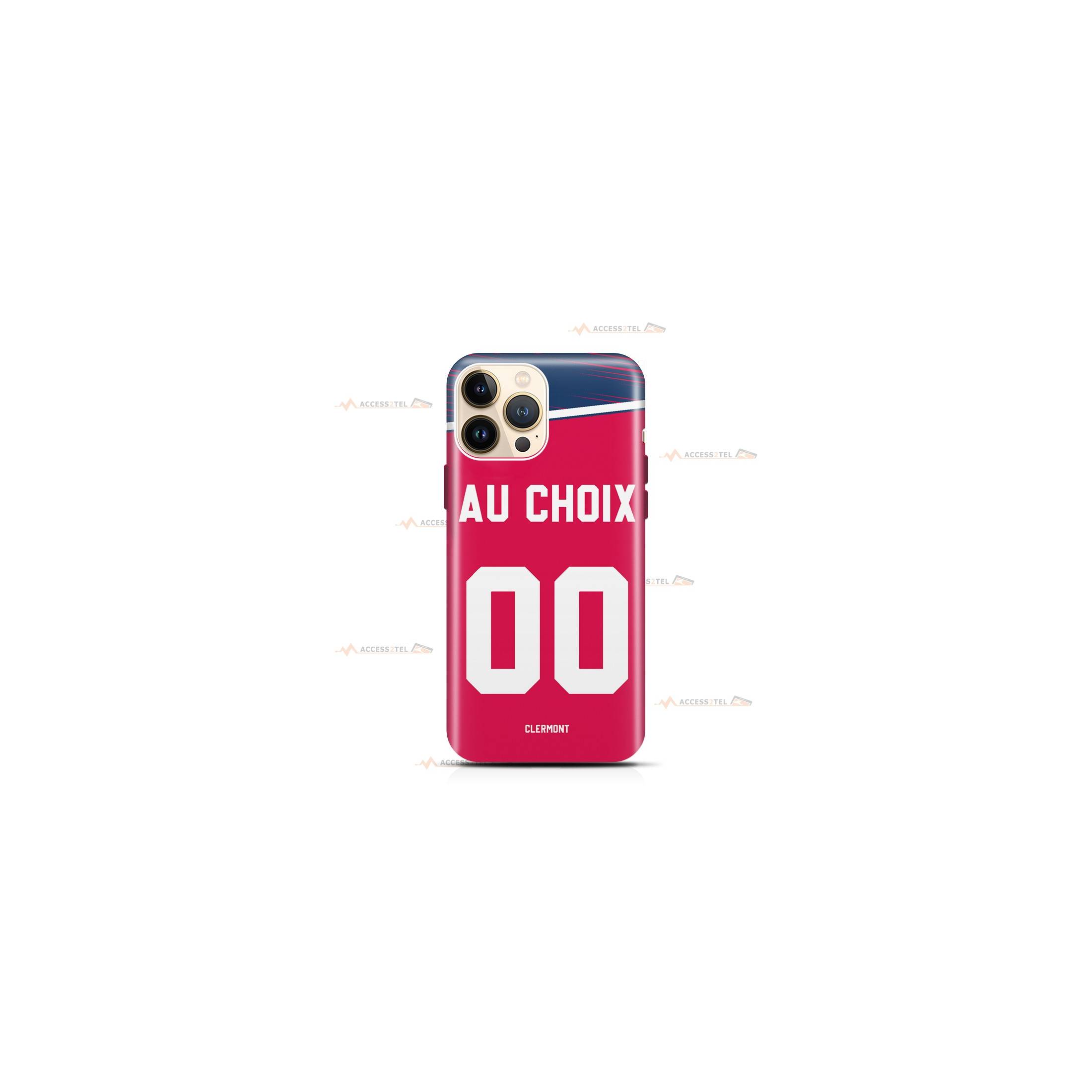 coque de téléphone personnalisable avec son nom sur le maillot de l'équipe de foot Clermont Foot 63