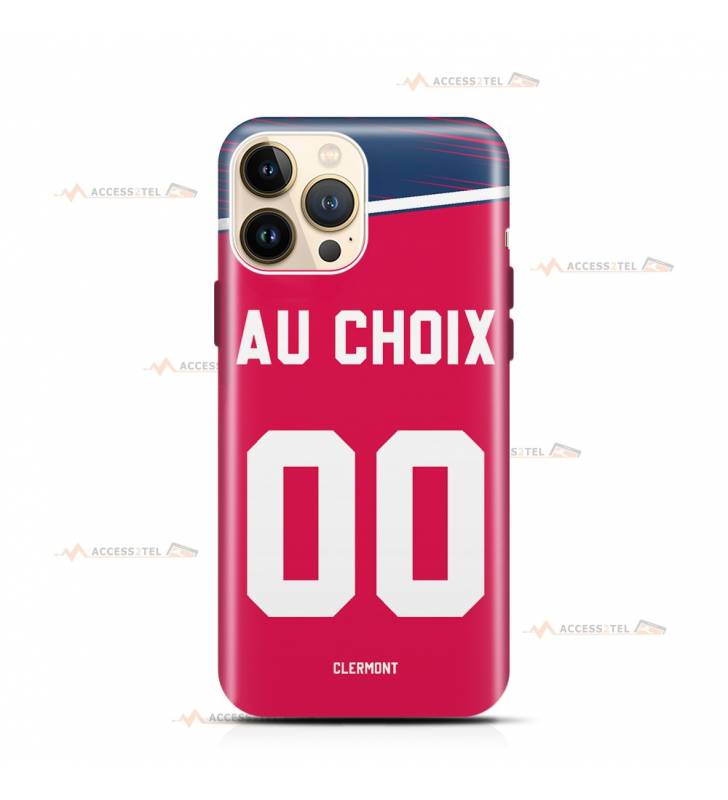 coque de téléphone personnalisable avec son nom sur le maillot de l'équipe de foot Clermont Foot 63