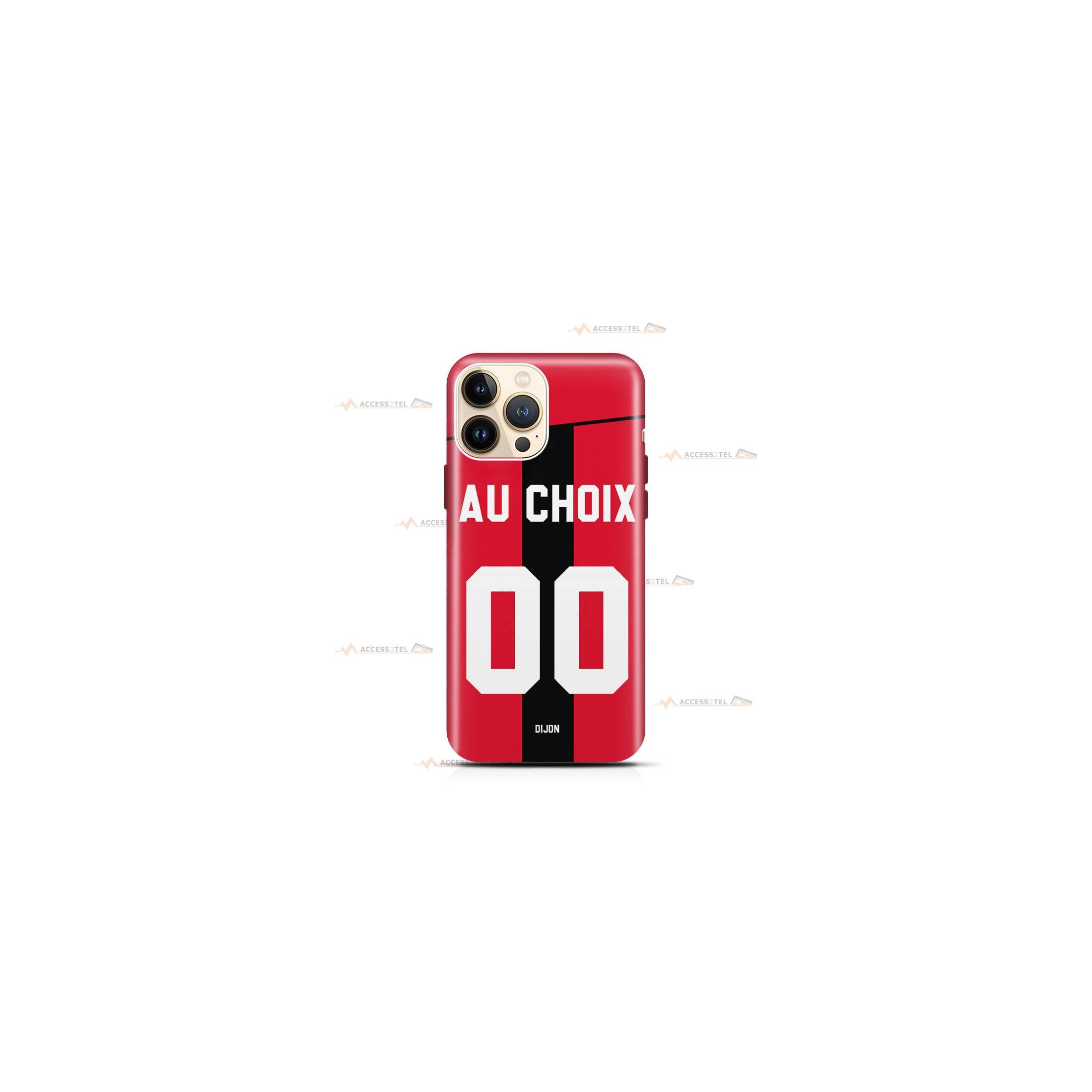 coque de téléphone personnalisable avec son nom sur le maillot de l'équipe de foot Dijon FCO