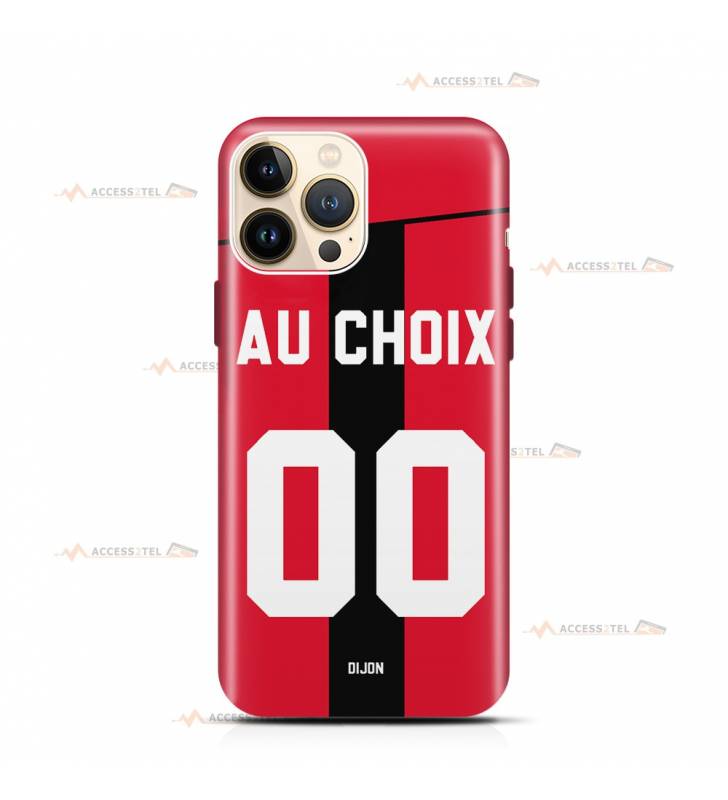 coque de téléphone personnalisable avec son nom sur le maillot de l'équipe de foot Dijon FCO