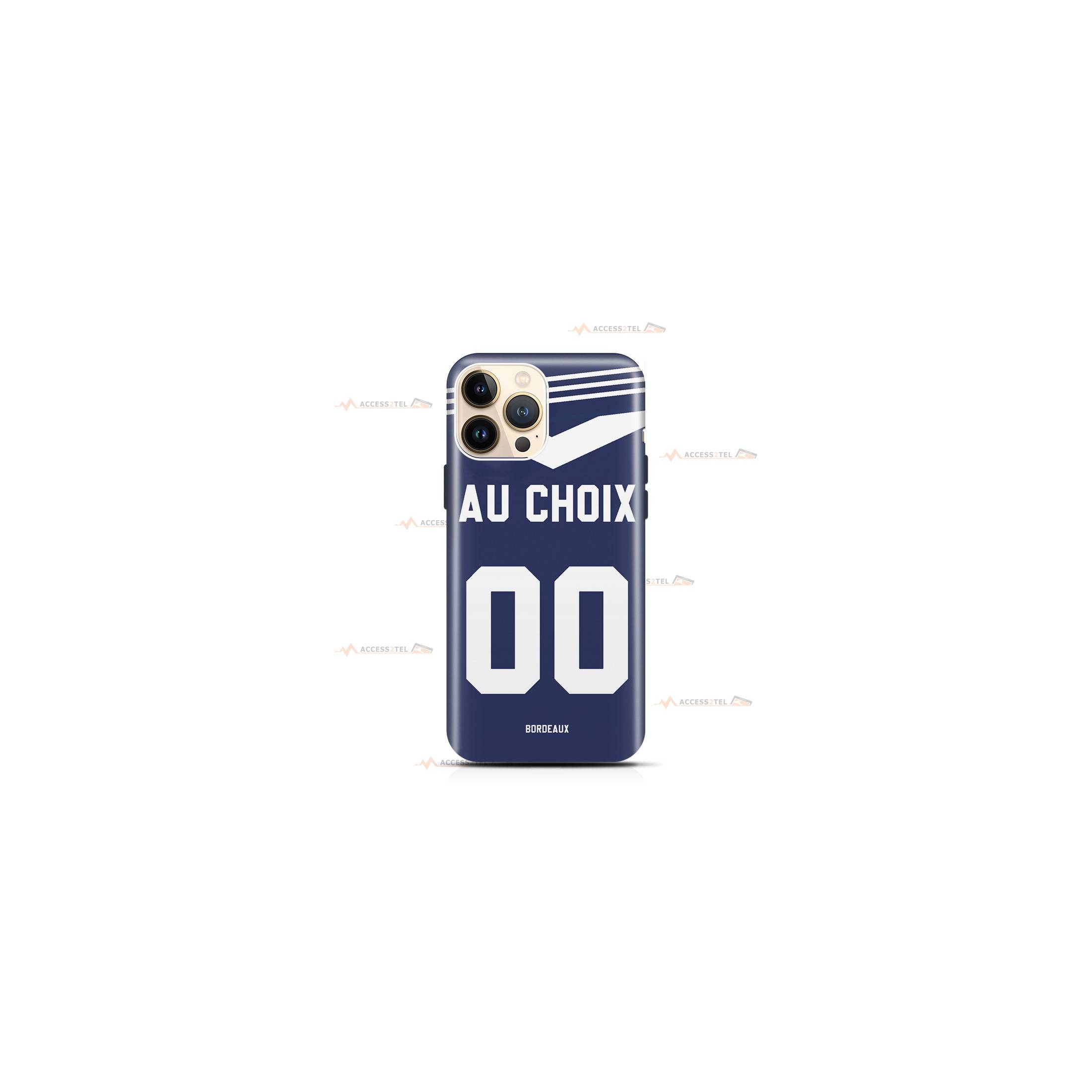 coque de téléphone personnalisable avec son nom sur le maillot de l'équipe de foot Girondins de Bordeaux