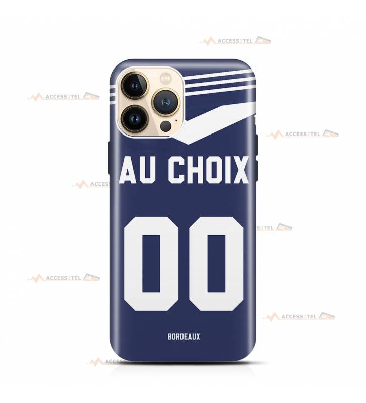 coque de téléphone personnalisable avec son nom sur le maillot de l'équipe de foot Girondins de Bordeaux