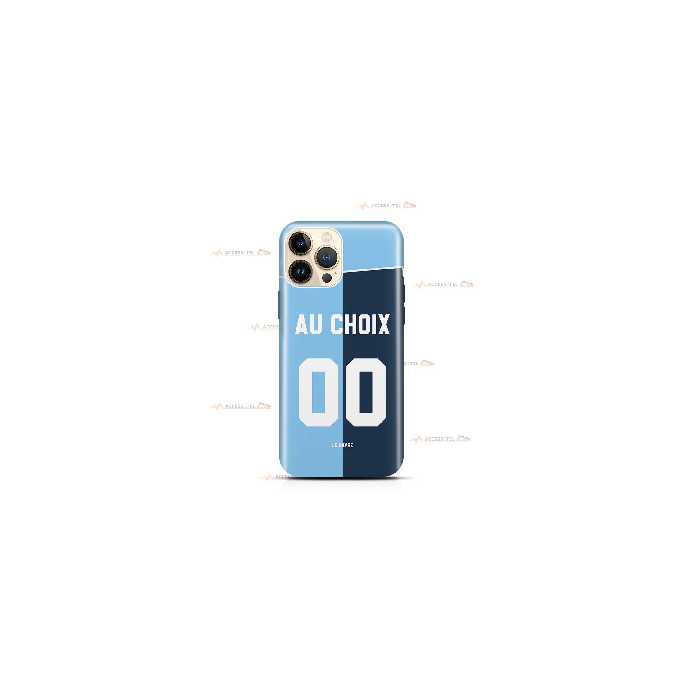 coque de téléphone personnalisable avec son nom sur le maillot de l'équipe de foot Le Havre AC