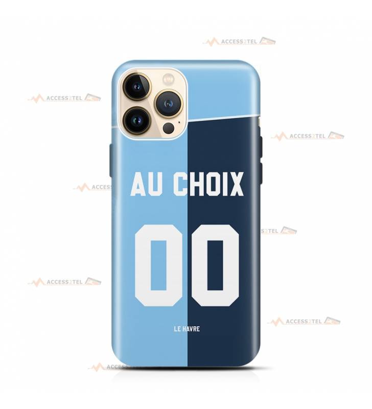 coque de téléphone personnalisable avec son nom sur le maillot de l'équipe de foot Le Havre AC