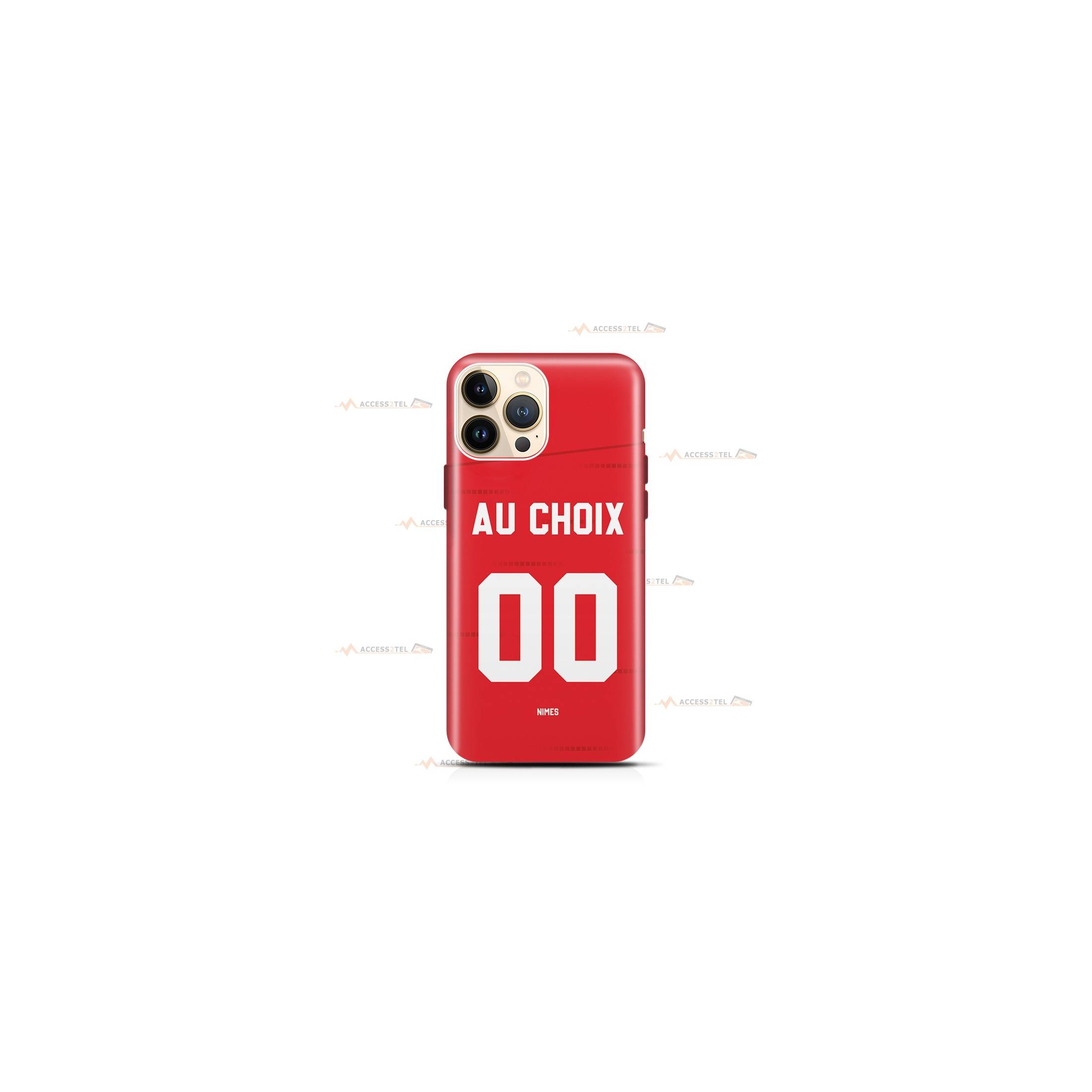 coque de téléphone personnalisable avec son nom sur le maillot de l'équipe de foot Nîmes Olympique