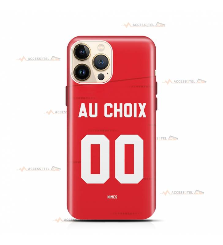 coque de téléphone personnalisable avec son nom sur le maillot de l'équipe de foot Nîmes Olympique