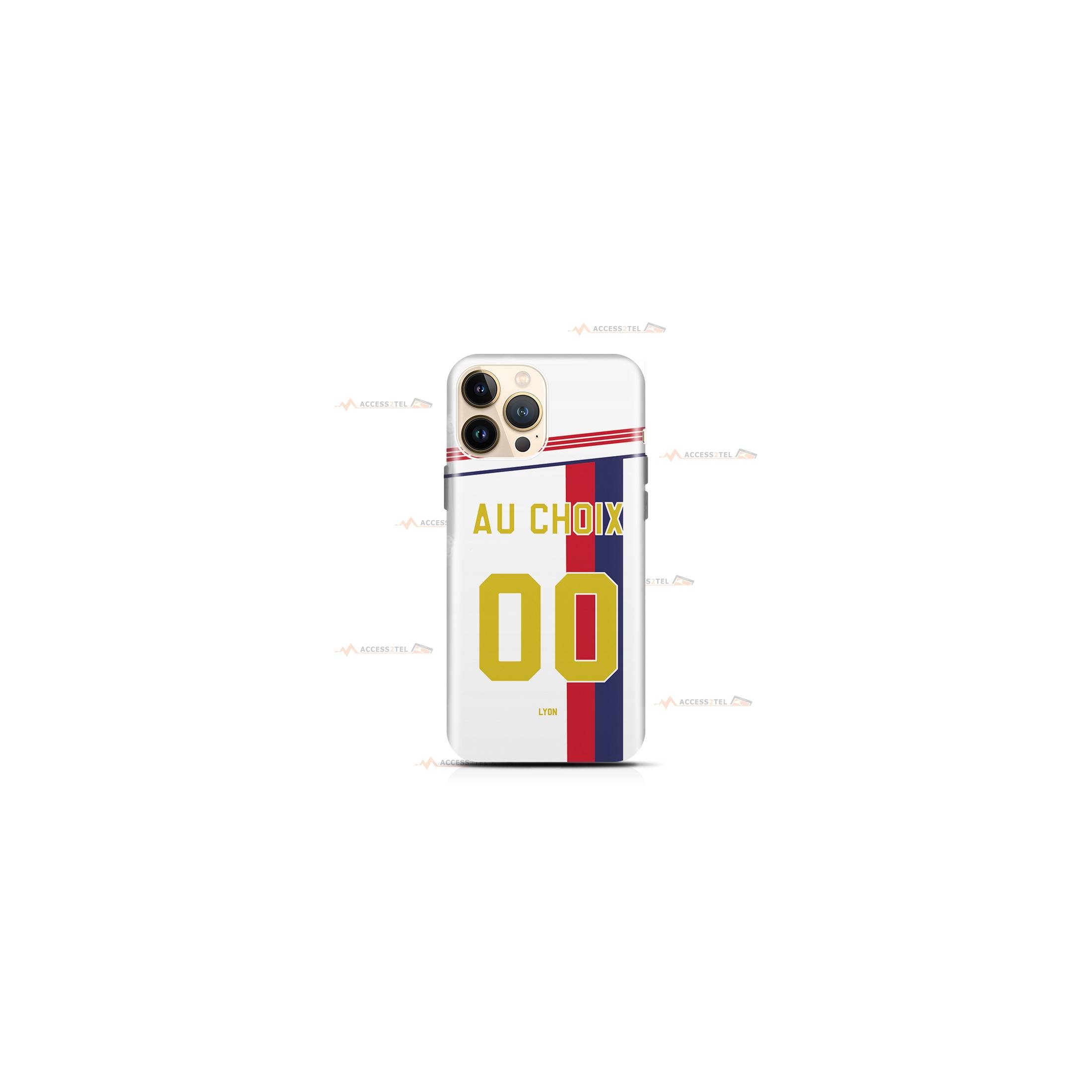 coque de téléphone personnalisable avec son nom sur le maillot de l'équipe de foot Olympique Lyonnais