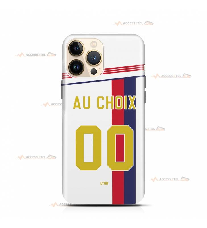 coque de téléphone personnalisable avec son nom sur le maillot de l'équipe de foot Olympique Lyonnais