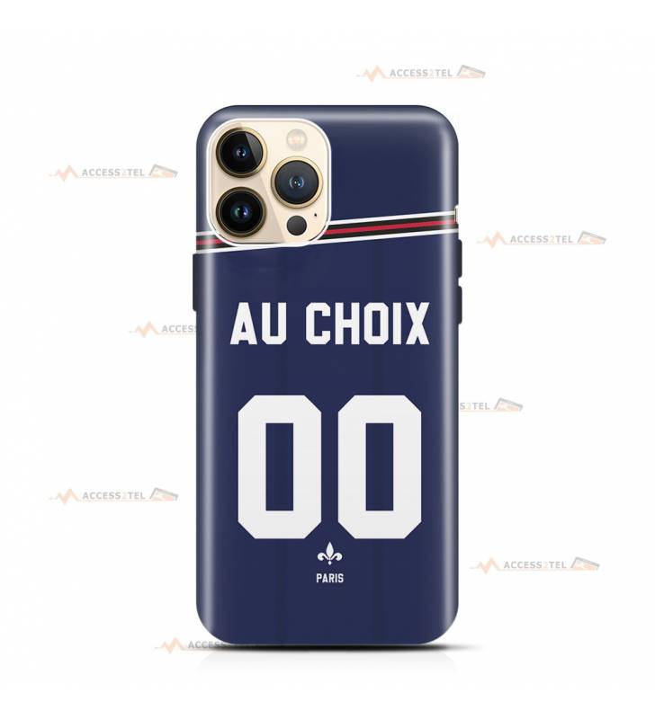 coque de téléphone personnalisable avec son nom sur le maillot de l'équipe de foot PSG