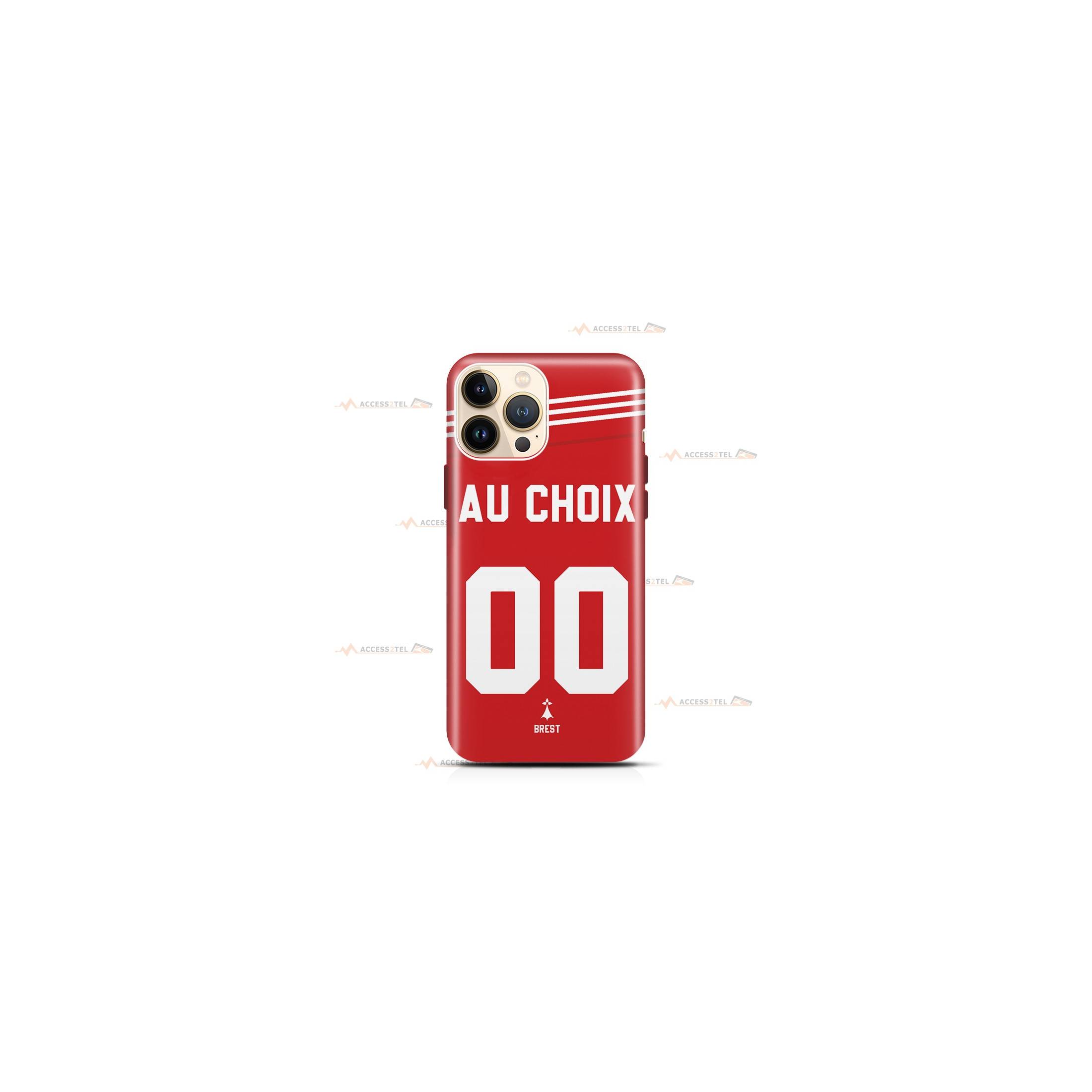 coque de téléphone personnalisable avec son nom sur le maillot de l'équipe de foot Stade Brestois 29