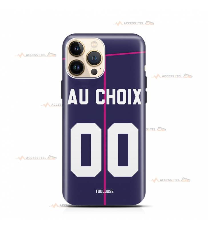 coque de téléphone personnalisable avec son nom sur le maillot de l'équipe de foot Toulouse FC