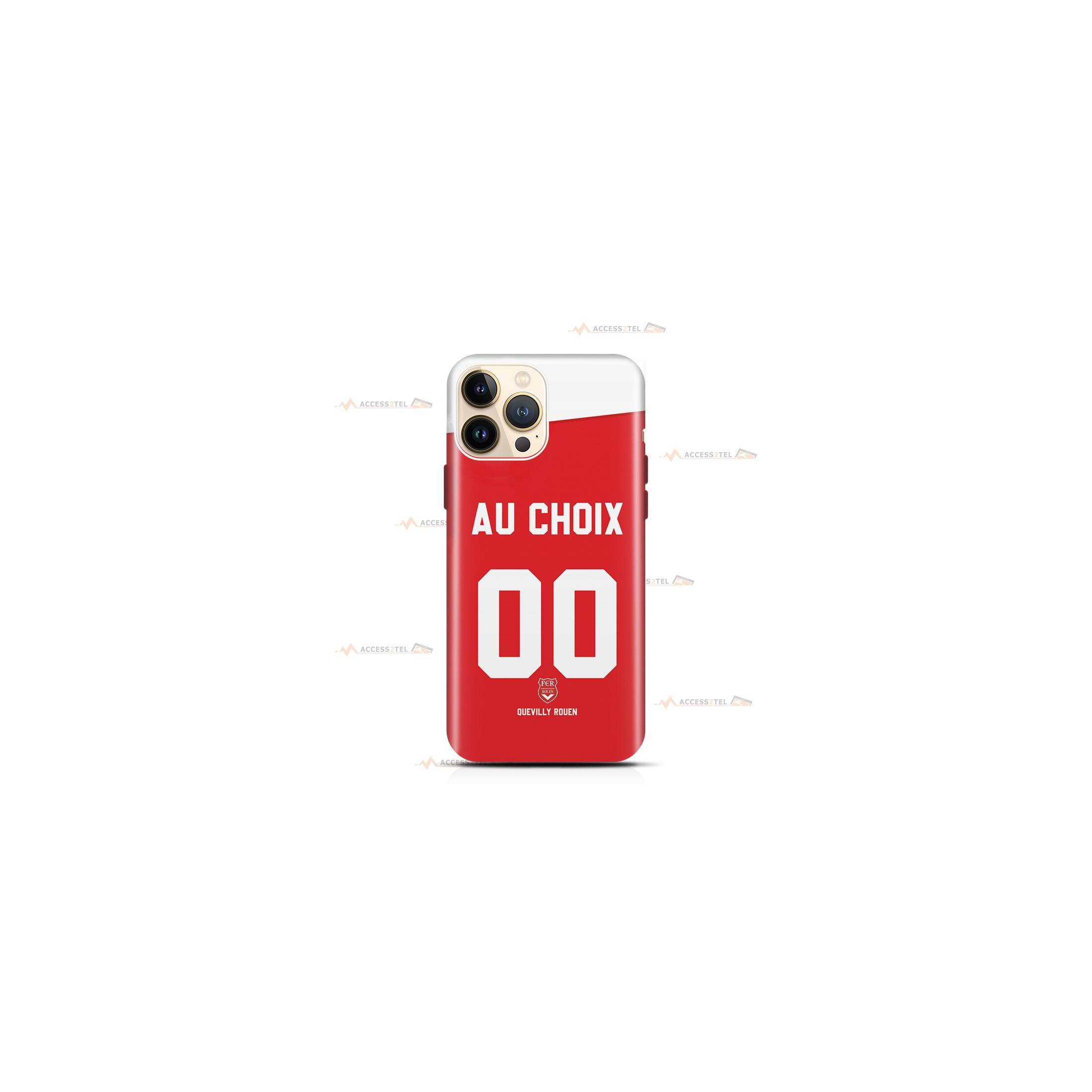 coque de téléphone personnalisable avec son nom sur le maillot de l'équipe de foot US Quevilly