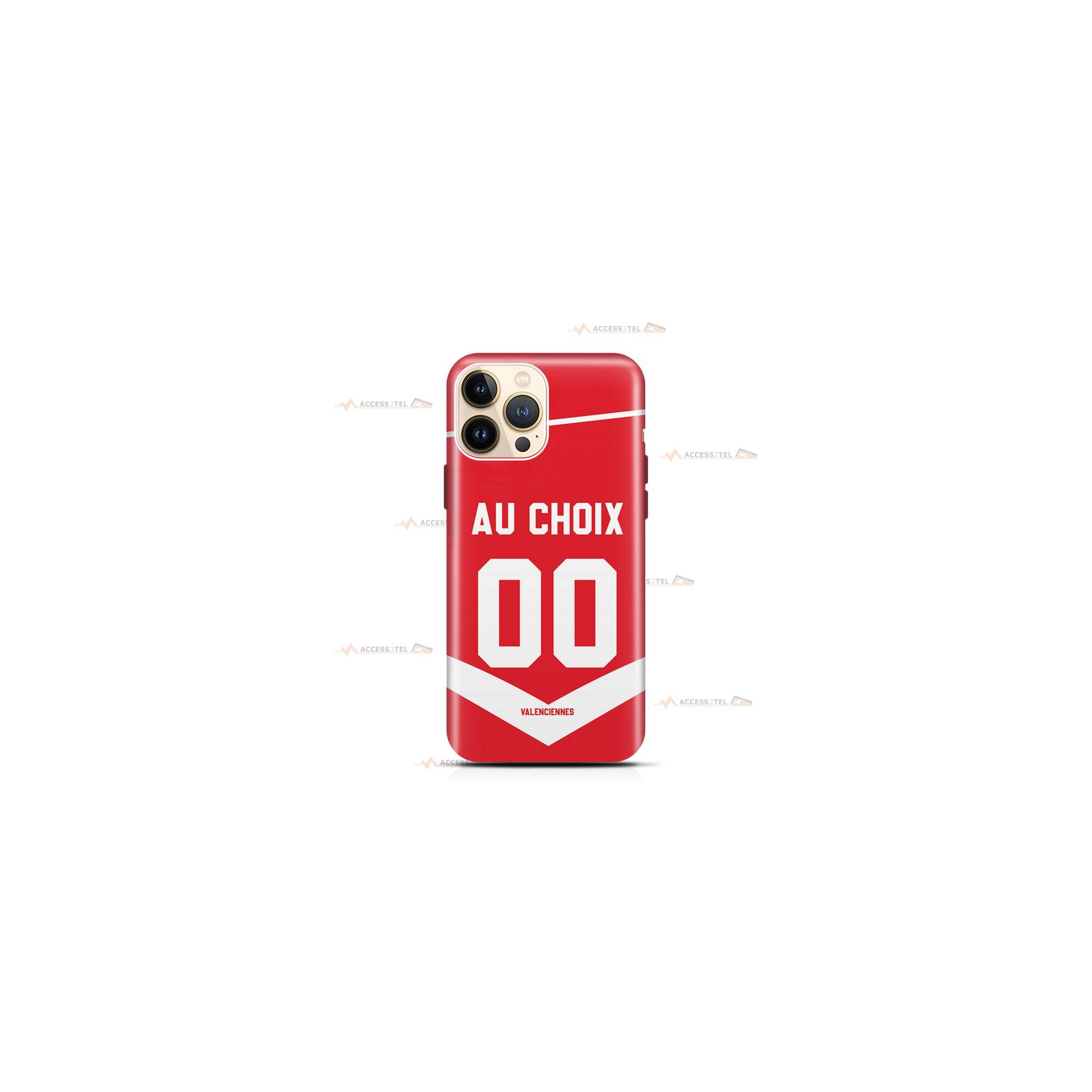 coque de téléphone personnalisable avec son nom sur le maillot de l'équipe de foot Valenciennes FC