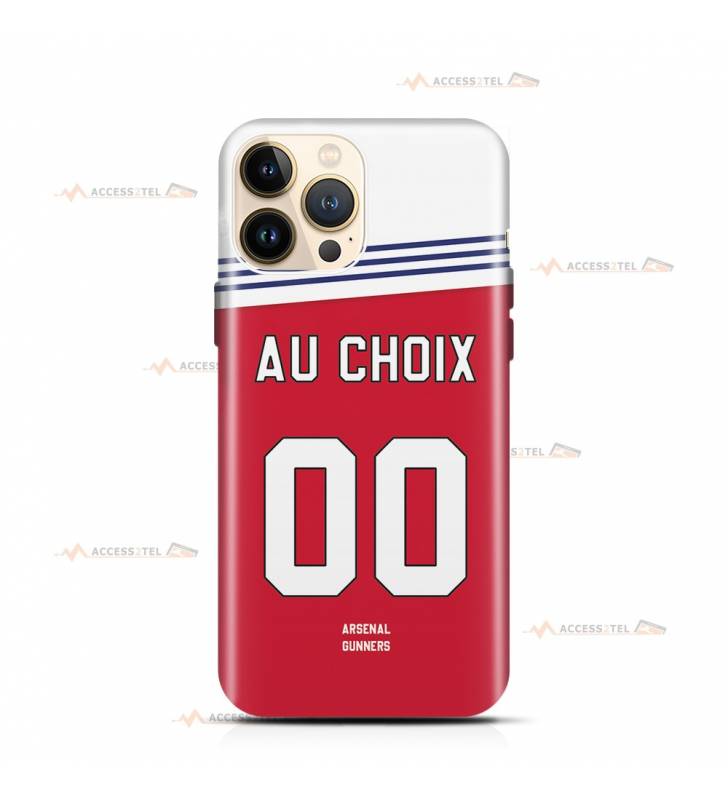 coque de téléphone personnalisable avec son nom sur le maillot de l'équipe de foot anglaise Arsenal FC