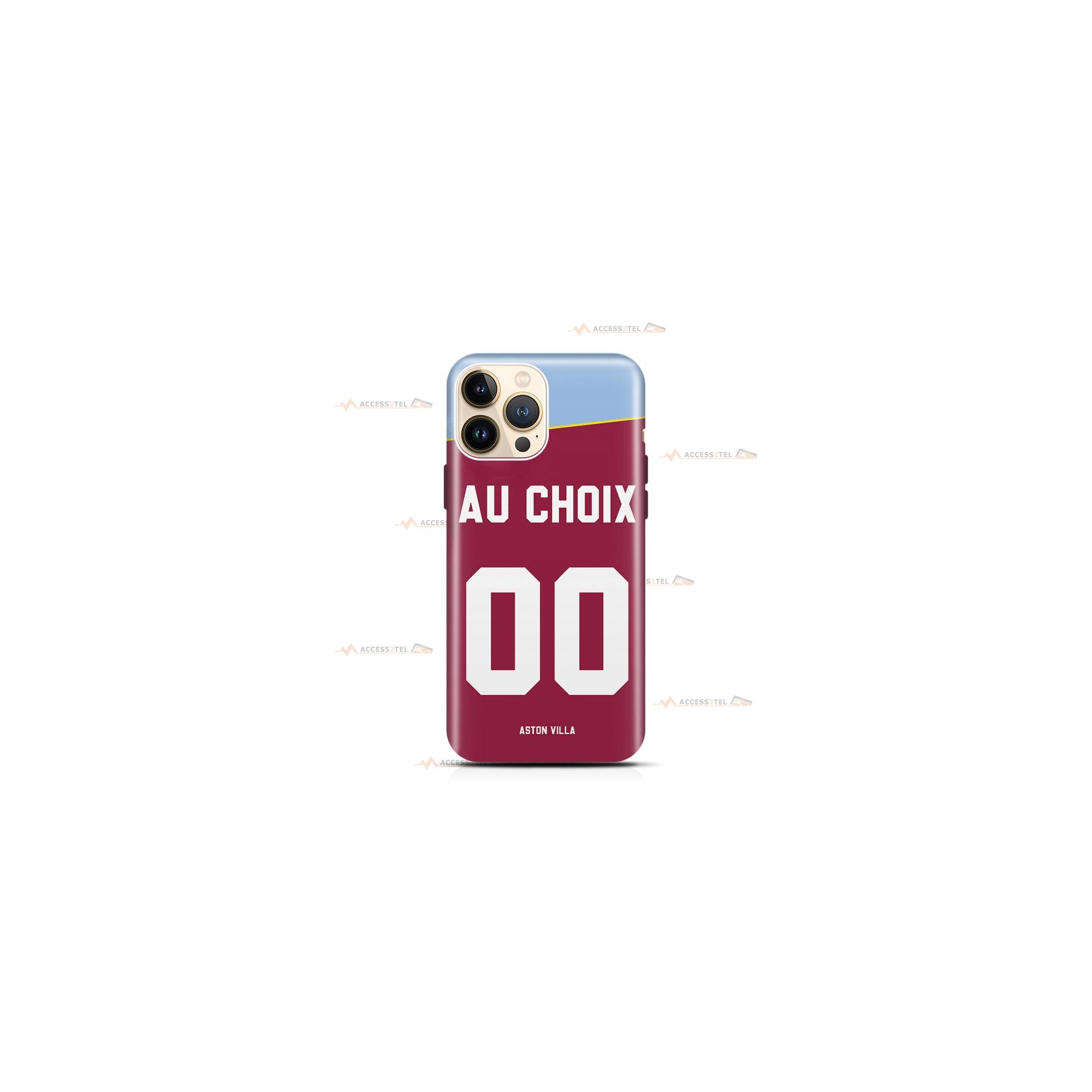 coque de téléphone personnalisable avec son nom sur le maillot de l'équipe de foot anglaise Aston Villa