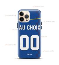 coque de téléphone personnalisable avec son nom sur le maillot de l'équipe de foot anglaise Chelsea