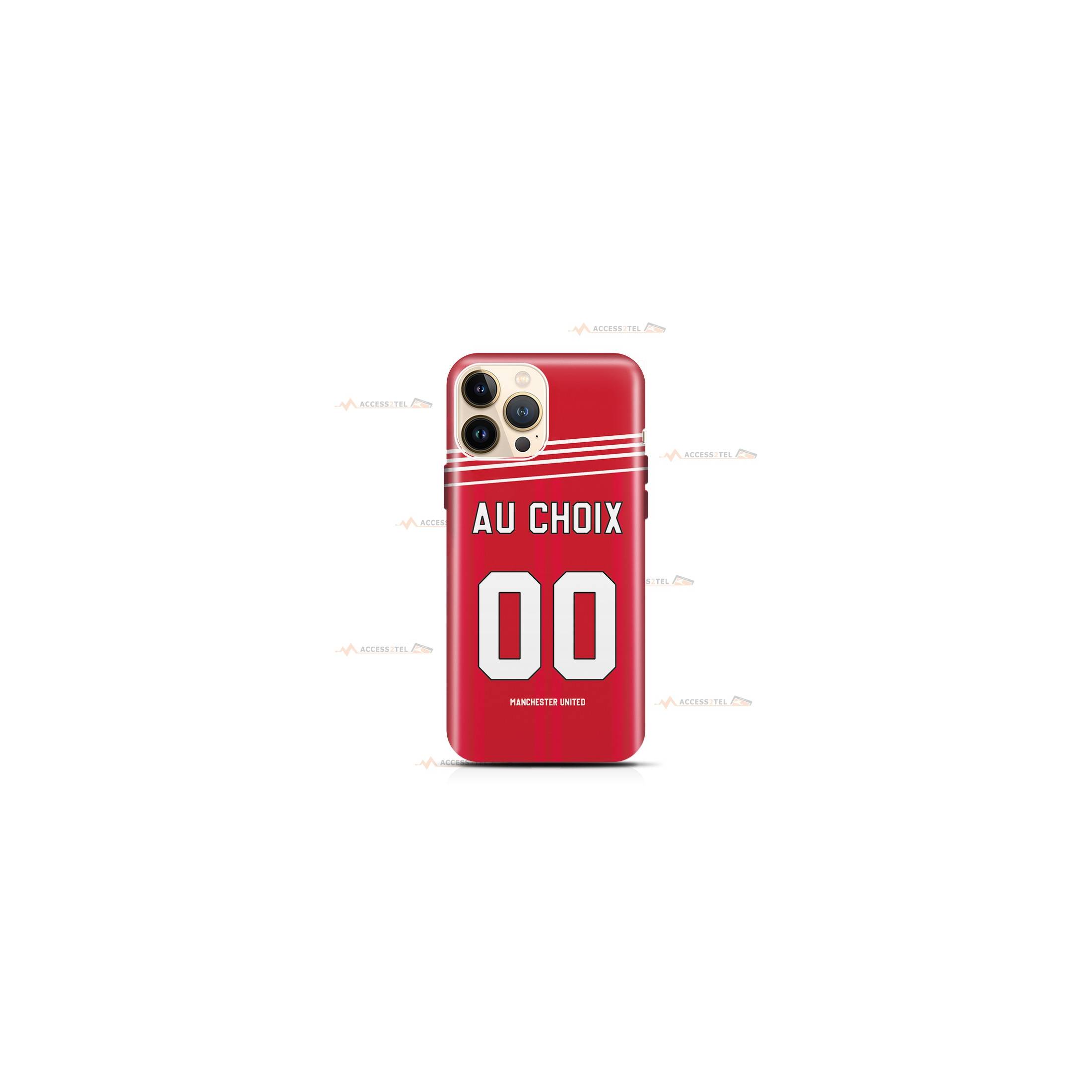 coque de téléphone personnalisable avec son nom sur le maillot de l'équipe de foot anglaise Manchester United