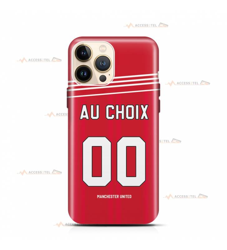 coque de téléphone personnalisable avec son nom sur le maillot de l'équipe de foot anglaise Manchester United