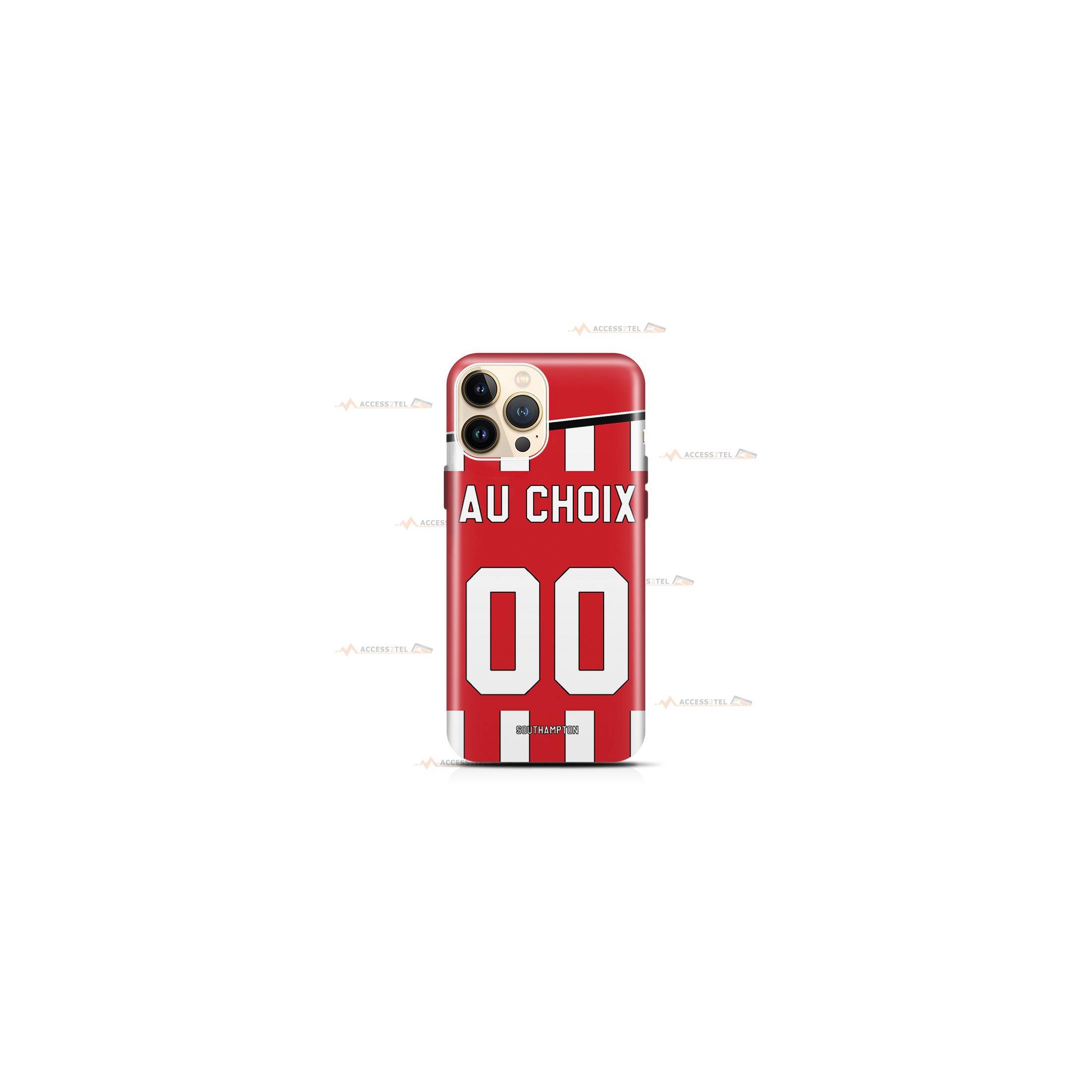 coque de téléphone personnalisable avec son nom sur le maillot de l'équipe de foot anglaise Southampton FC