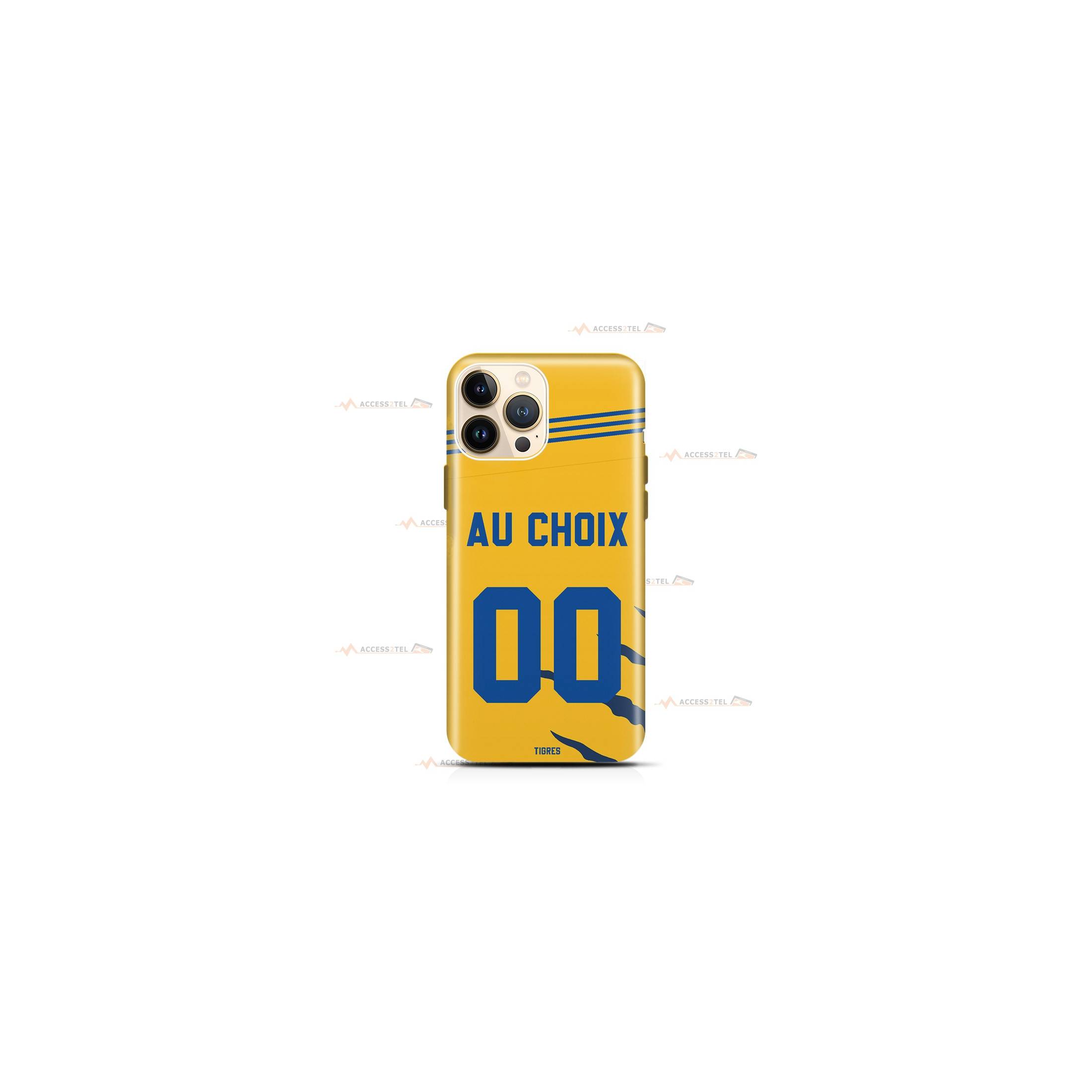 coque de téléphone personnalisable avec son nom sur le maillot de l'équipe de foot mexicaine Tigres UAN