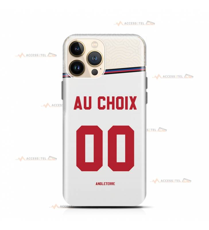 coque de téléphone personnalisable avec son nom sur le maillot de l'équipe de foot de l'Angleterre