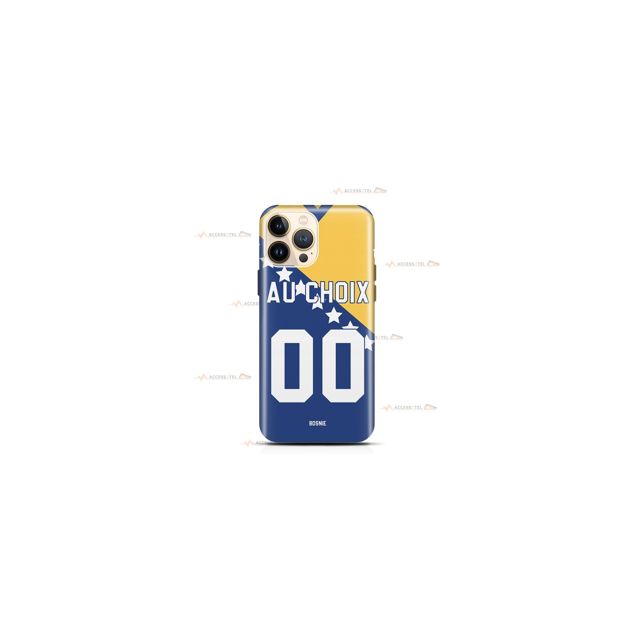 coque de téléphone personnalisable avec son nom sur le maillot de l'équipe de foot de la Bosnie