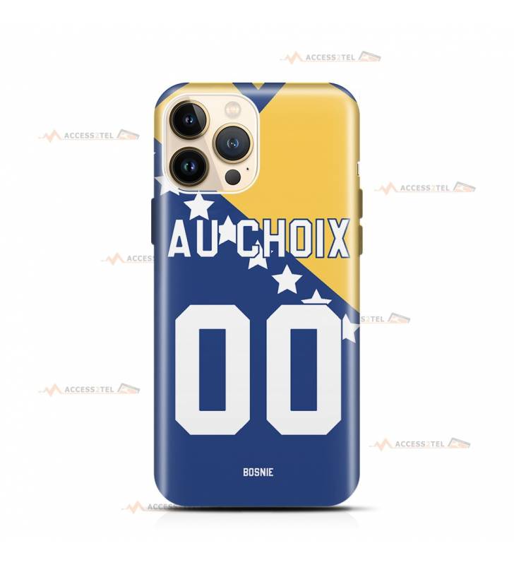 coque de téléphone personnalisable avec son nom sur le maillot de l'équipe de foot de la Bosnie