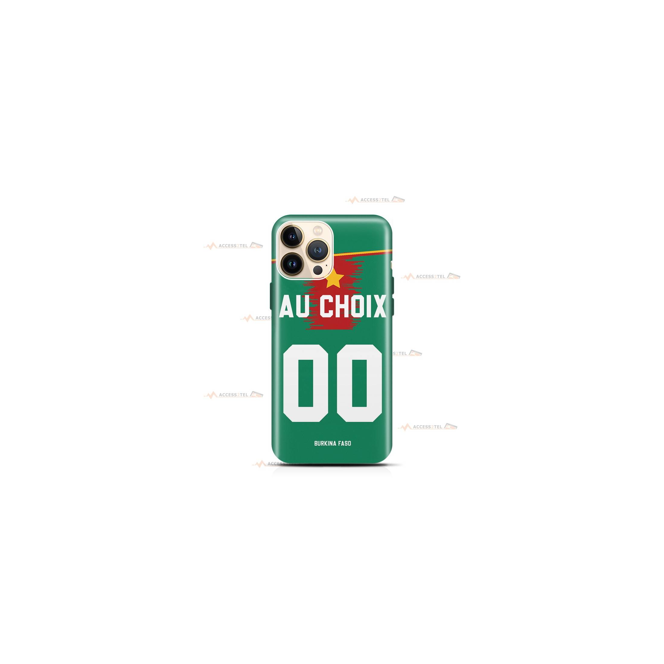 coque de téléphone personnalisable avec son nom sur le maillot de l'équipe de foot du Burkina Faso