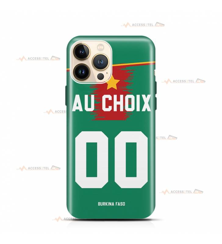 coque de téléphone personnalisable avec son nom sur le maillot de l'équipe de foot du Burkina Faso