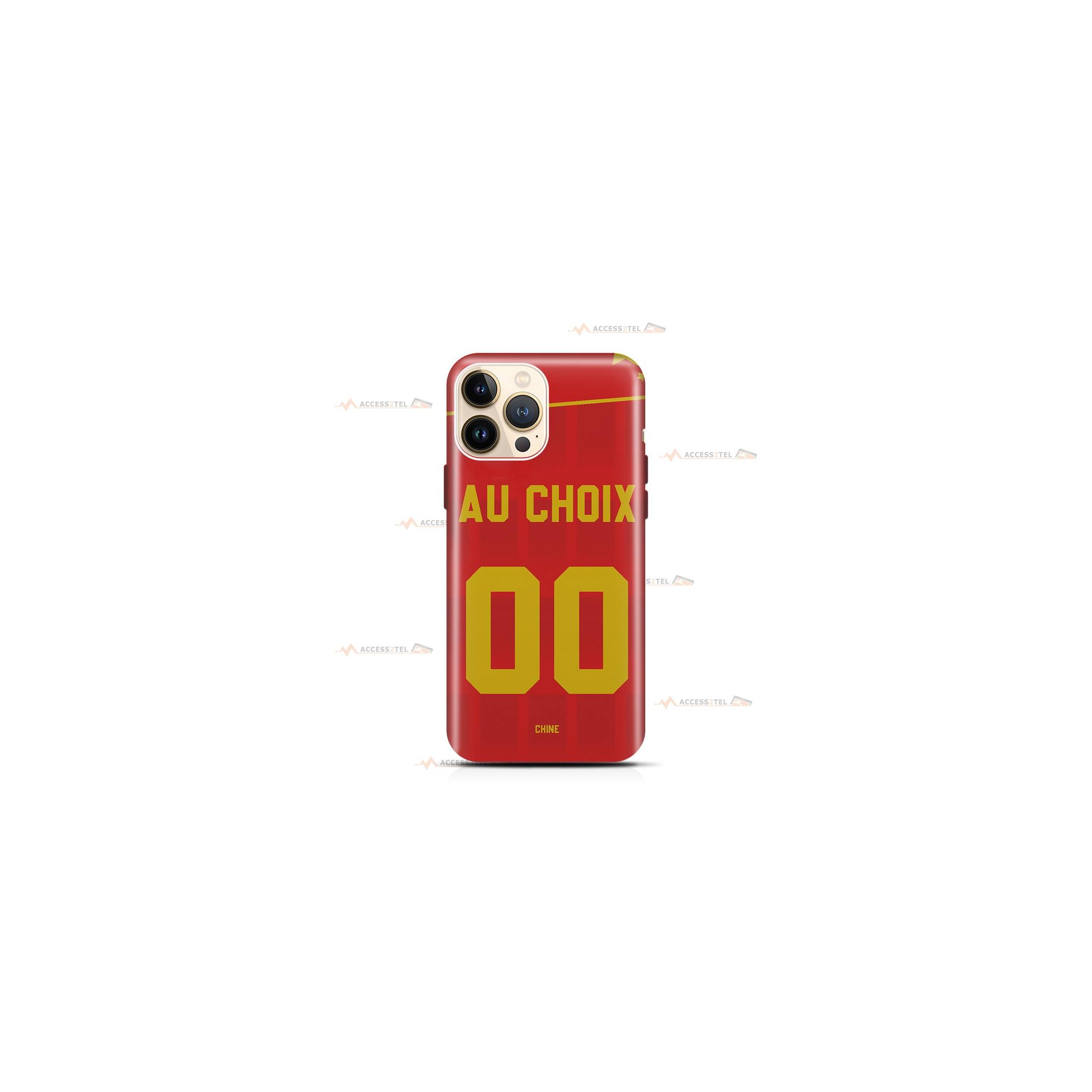 coque de téléphone personnalisable avec son nom sur le maillot de l'équipe de foot de la Chine