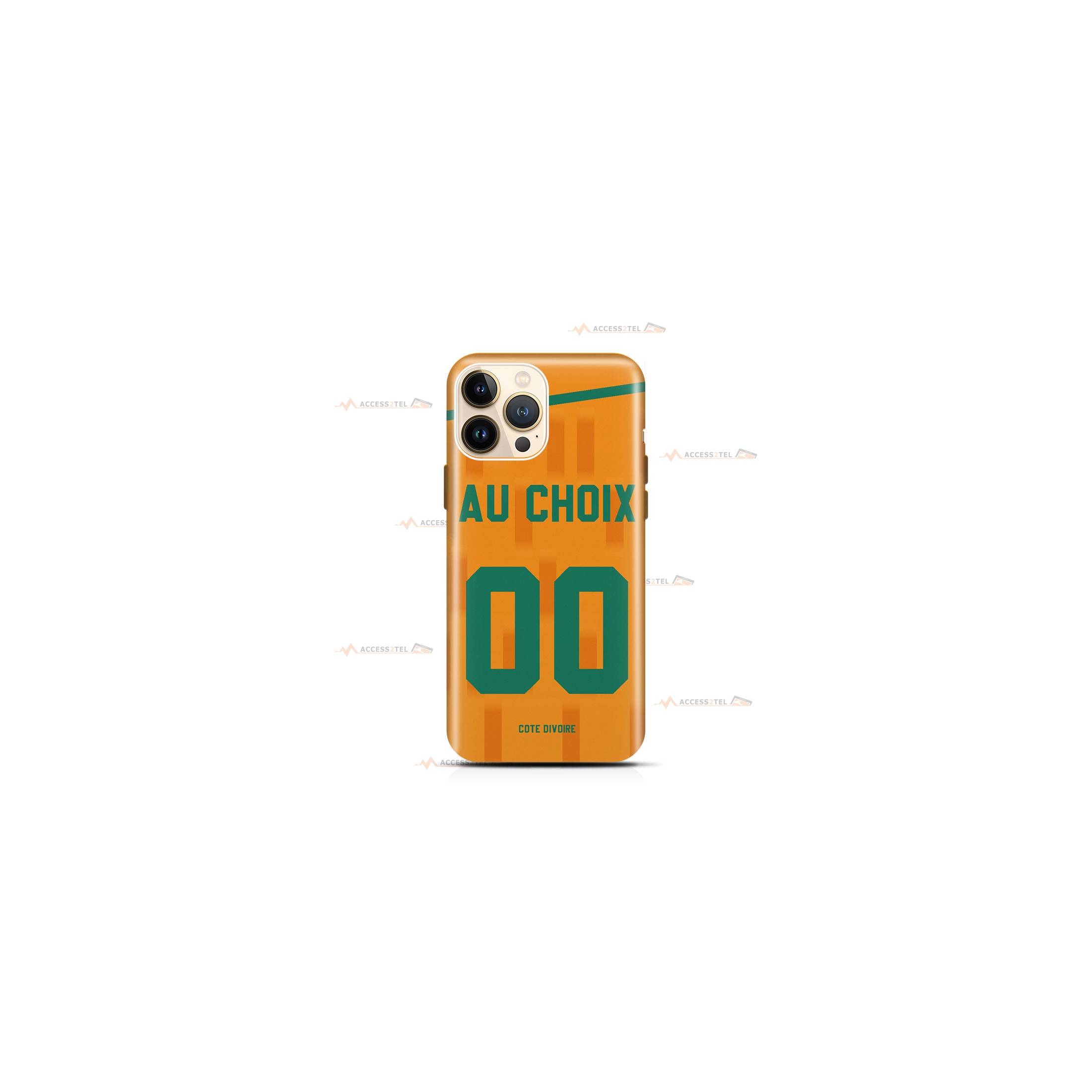 coque de téléphone personnalisable avec son nom sur le maillot de l'équipe de foot de la Côte d'Ivoire