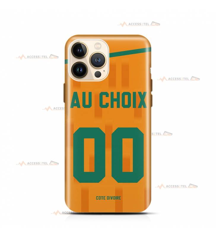 coque de téléphone personnalisable avec son nom sur le maillot de l'équipe de foot de la Côte d'Ivoire