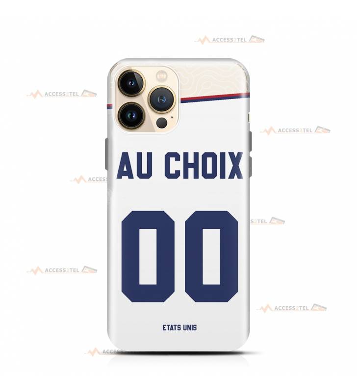 coque de téléphone personnalisable avec son nom sur le maillot de l'équipe de foot des Etats-Unis