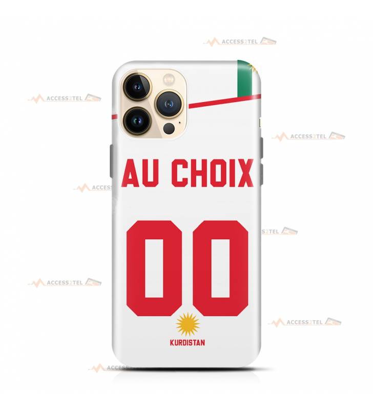 coque de téléphone personnalisable avec son nom sur le maillot de l'équipe de foot du Kurdistan