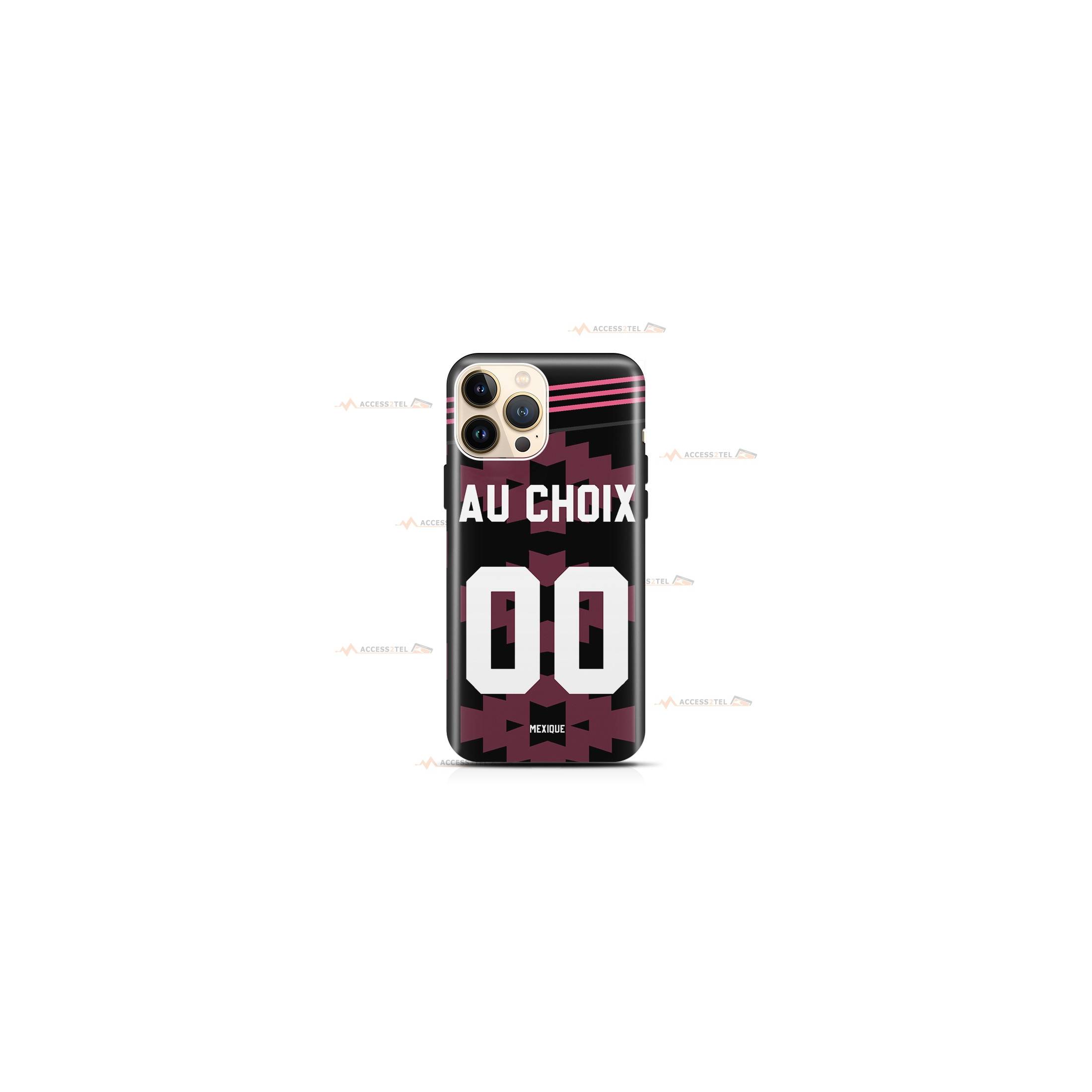 coque de téléphone personnalisable avec son nom sur le maillot de l'équipe de foot du Mexique