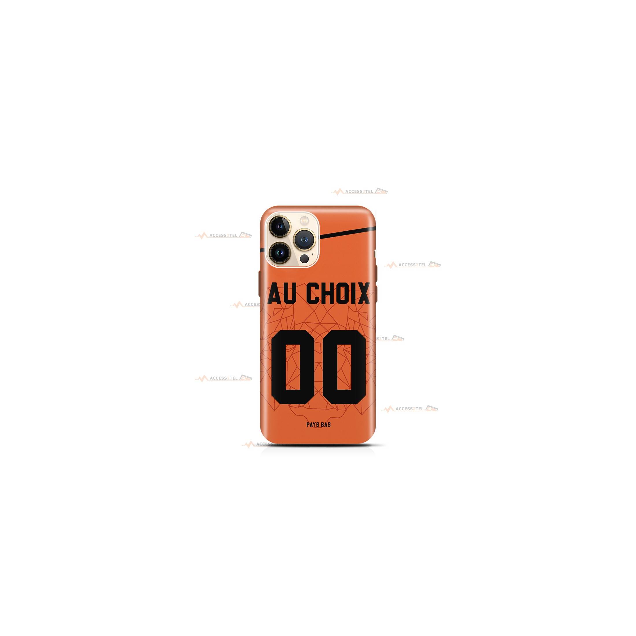 coque de téléphone personnalisable avec son nom sur le maillot de l'équipe de foot des Pays-Bas
