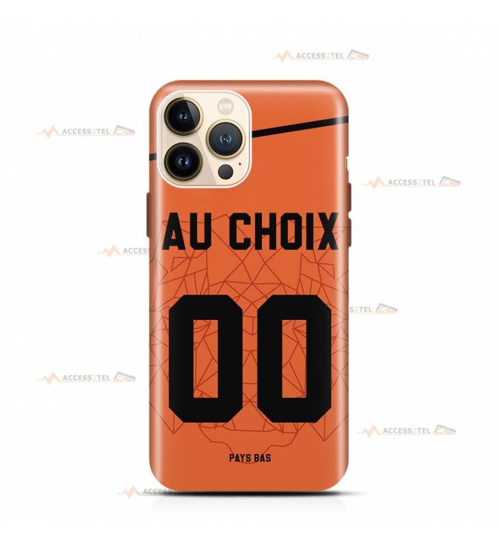 coque de téléphone personnalisable avec son nom sur le maillot de l'équipe de foot des Pays-Bas