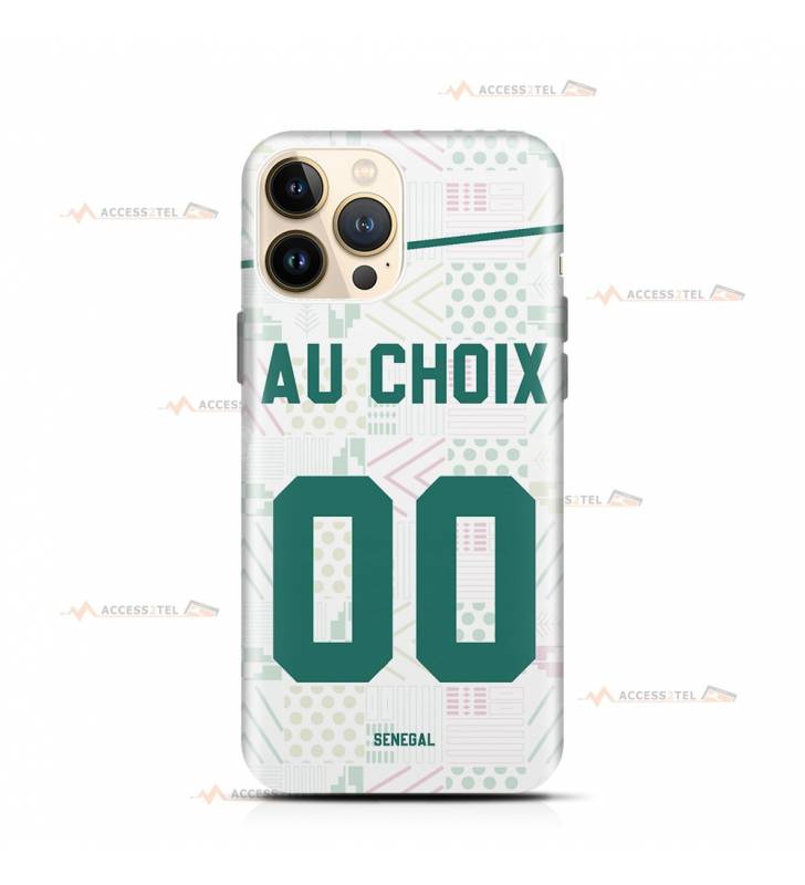 coque de téléphone personnalisable avec son nom sur le maillot de l'équipe de foot du Sénégal