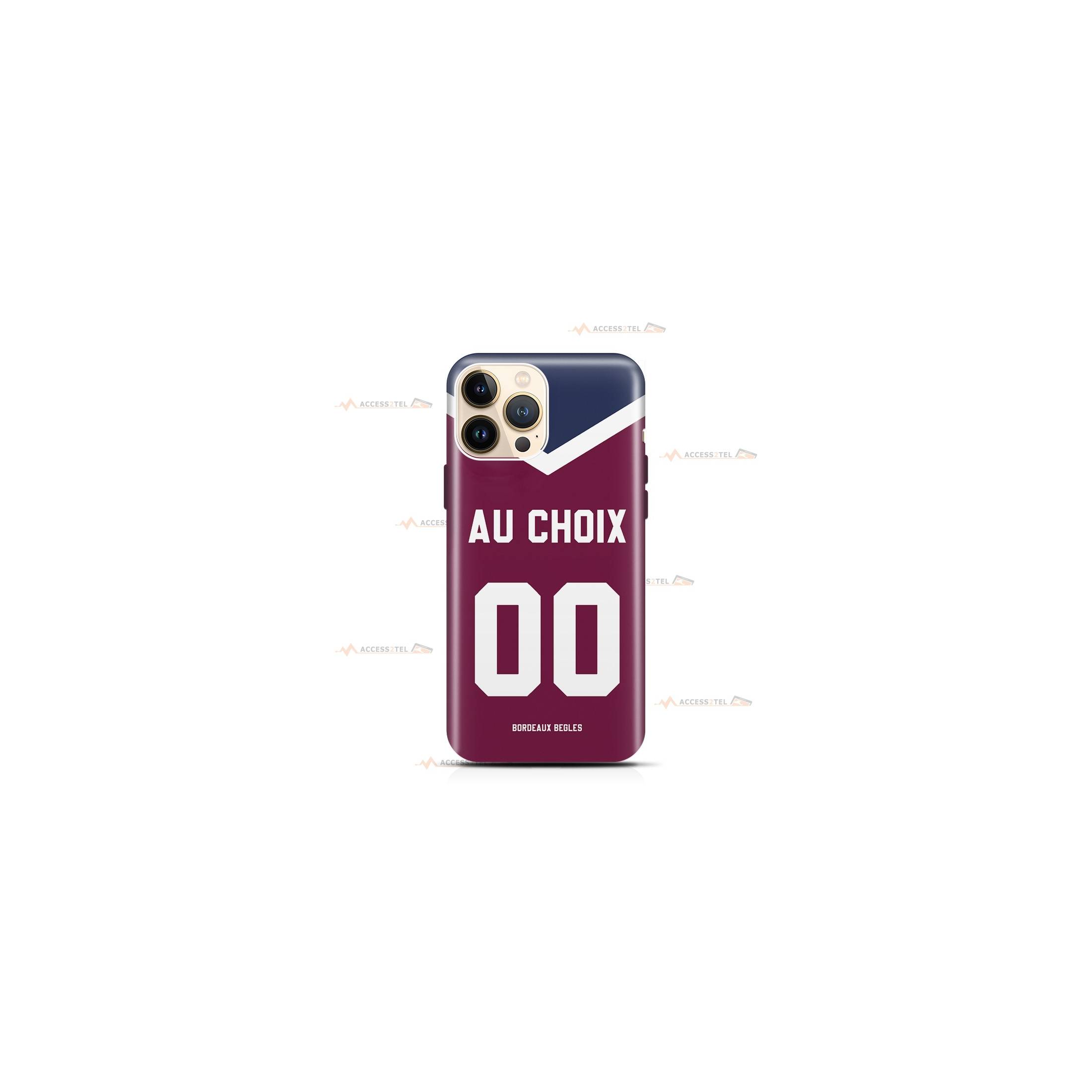 coque de téléphone personnalisable avec son nom sur le maillot de l'équipe de rugby Union Bordeaux Bègles