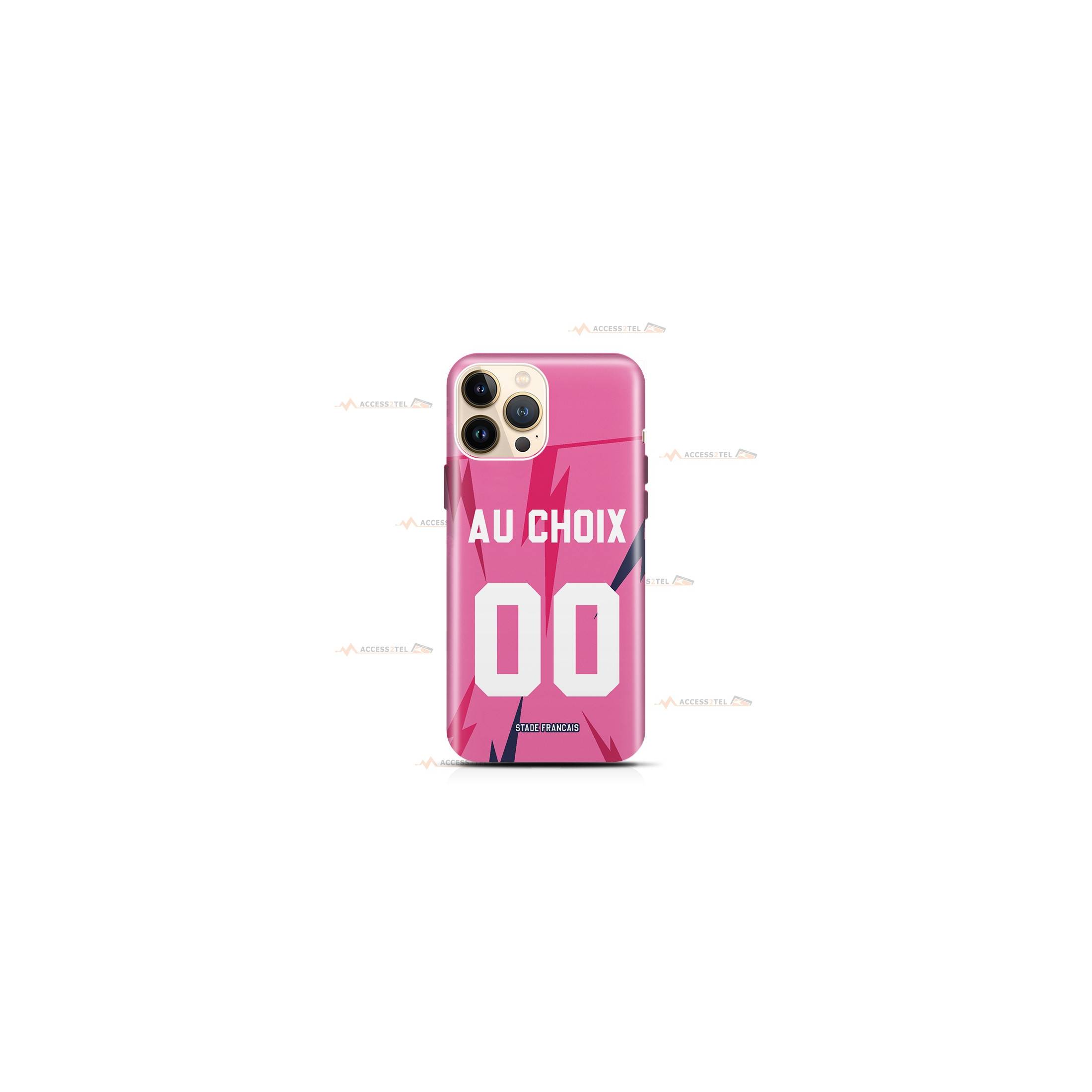 coque de téléphone personnalisable avec son nom sur le maillot de l'équipe de rugby Stade Français