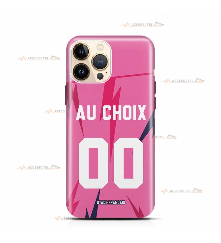 coque de téléphone personnalisable avec son nom sur le maillot de l'équipe de rugby Stade Français