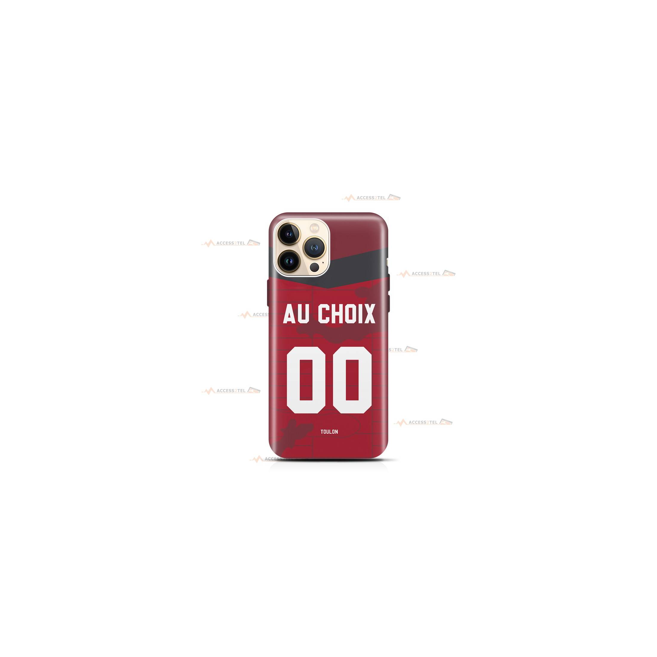 coque de téléphone personnalisable avec son nom sur le maillot de l'équipe de rugby RC Toulon