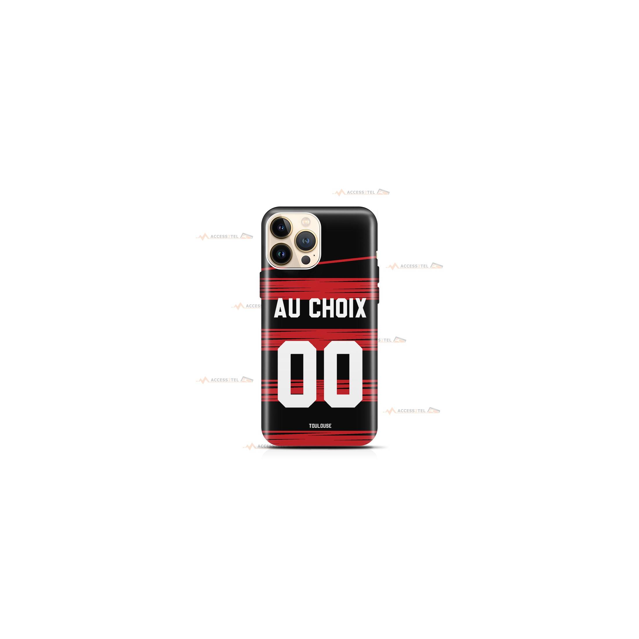 coque de téléphone personnalisable avec son nom sur le maillot de l'équipe de rugby Stade Toulousain