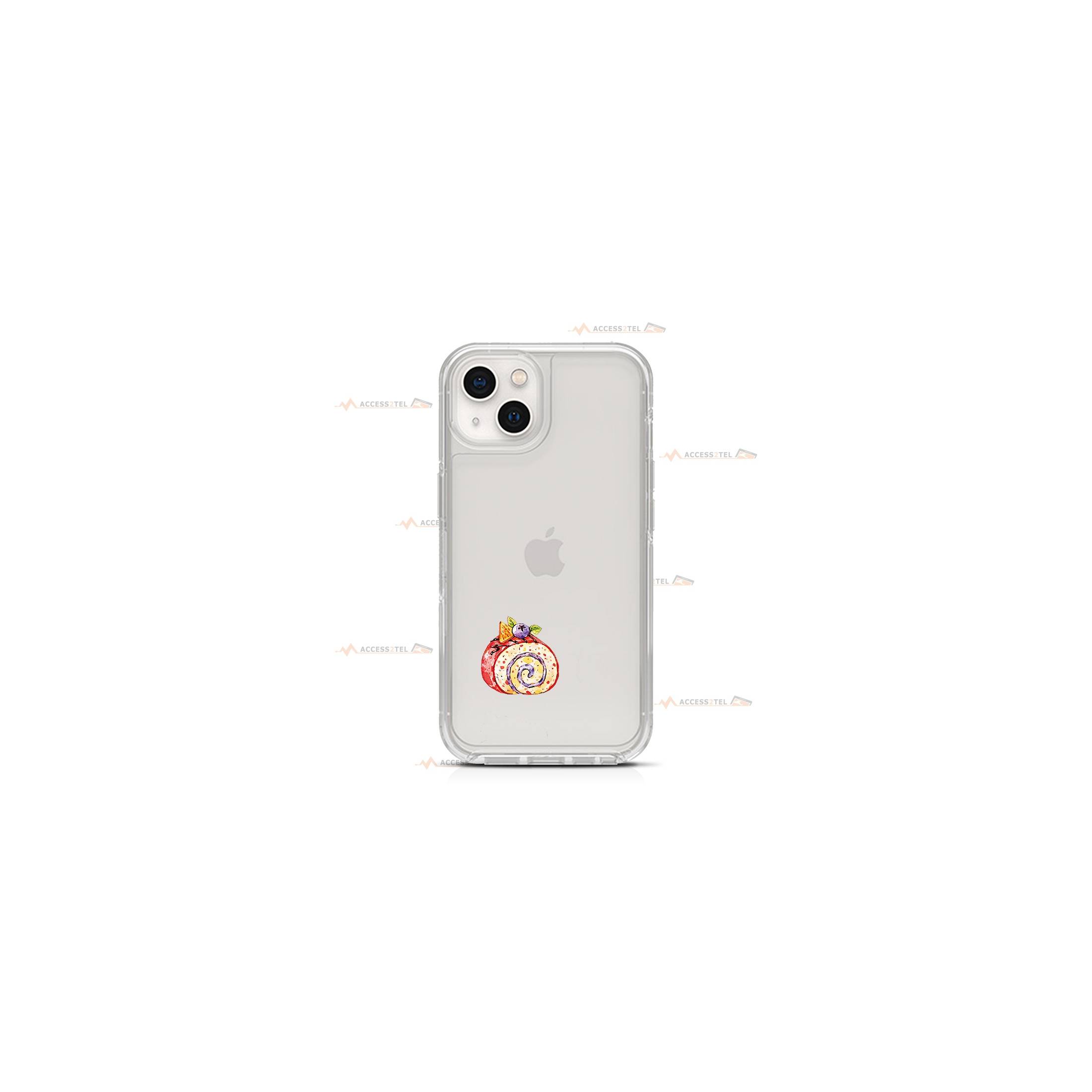 coque de téléphone transparente avec une illustration d'un roulé aux fruits